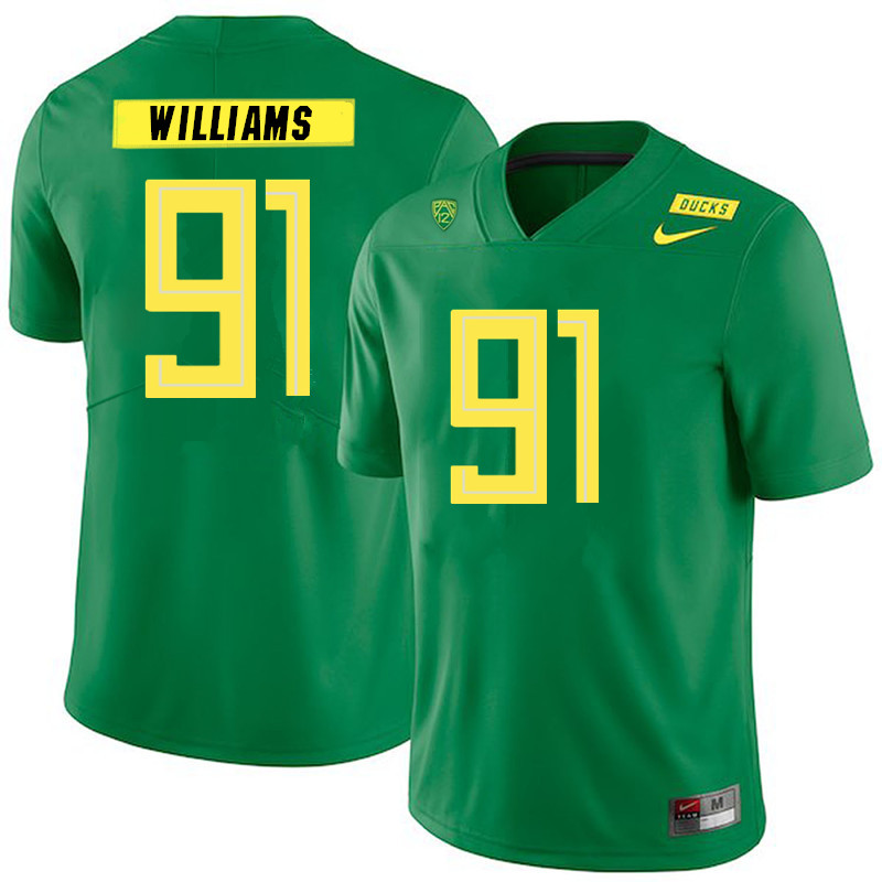 Men #91 Kristian Williams Oregon Ducks College Football Jerseys Sale-Green - Click Image to Close